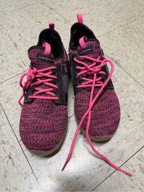 Pink Knit Athletic Sneakers with Black Accents